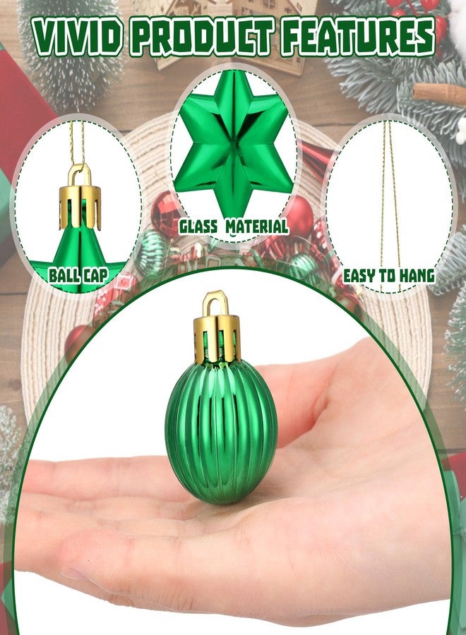 Vertintong 34 Pieces Mini Red and Green Christmas Ball Ornaments Set Vintage Small Plastic Hanging Glitter Xmas Ball and Finial Tree Topper for Xmas Vintage Holiday Mini Tree Wreath Decoration - Image 2